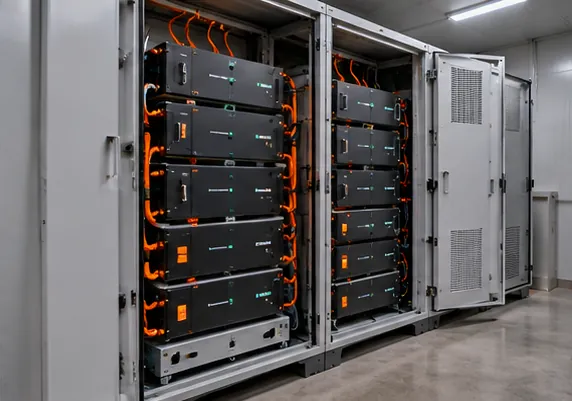 Lithium battery modules in open storage cabinets