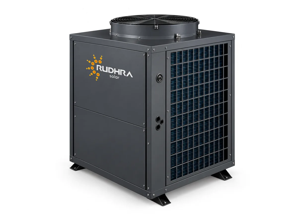 Rudhra Solar commercial air-source heat pump with a top-discharge fan