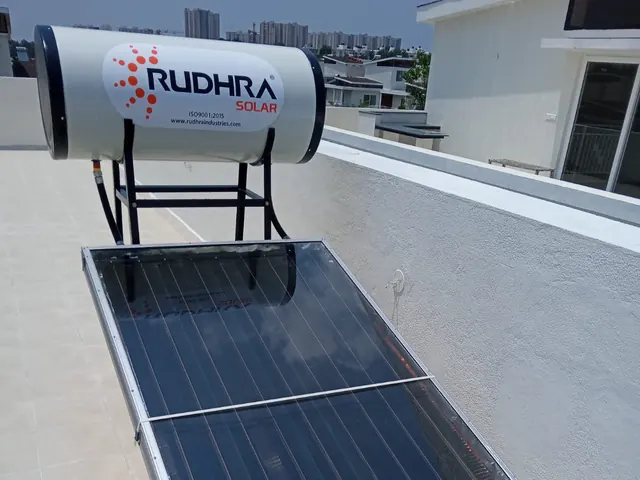Rudhra Solar water heater on a villa terrace